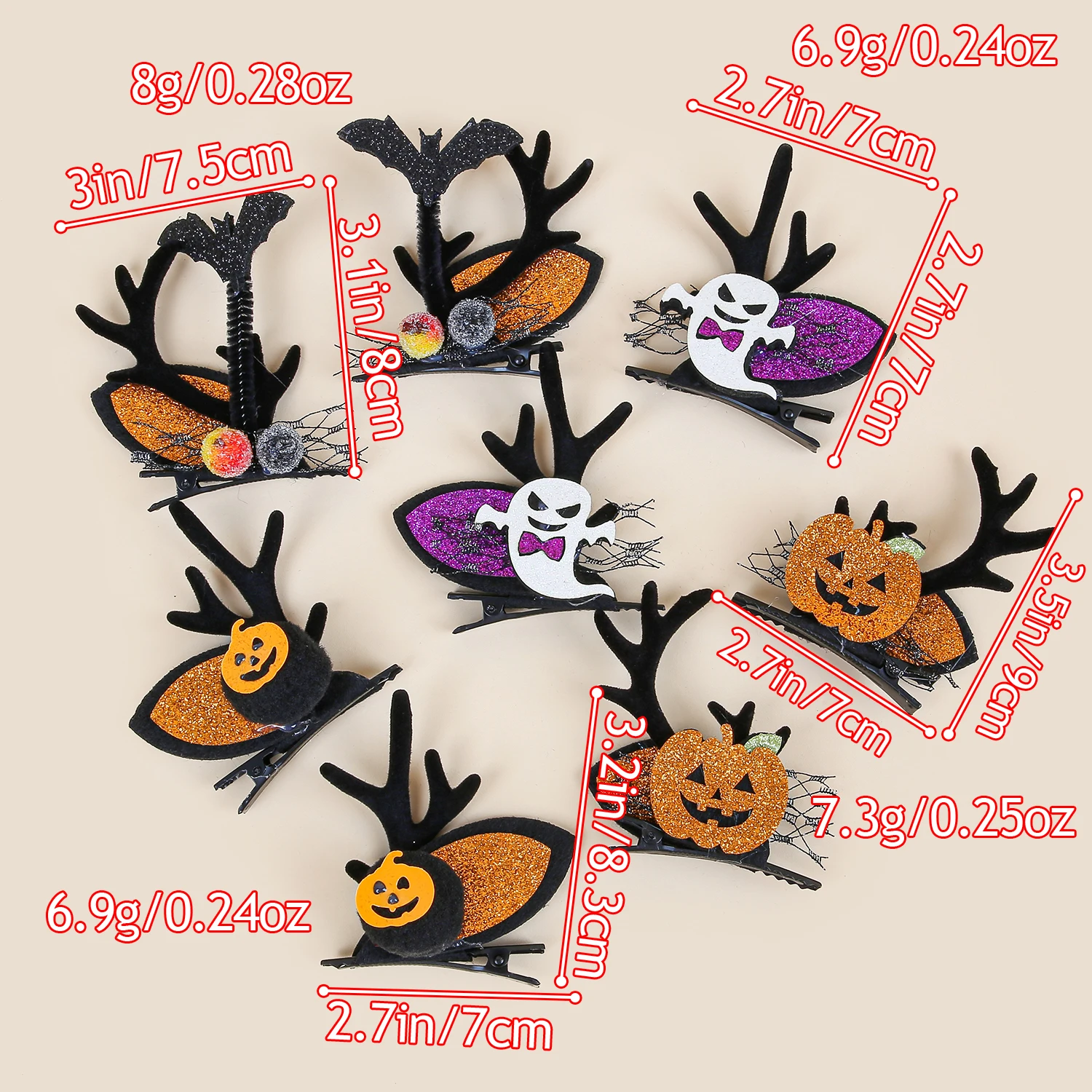 2pcs Kids Halloween Hair Clips Pumpkin Hairpins Clips Girls Festival Party Antler Barrettes Hair Clips Children Hair Accessories