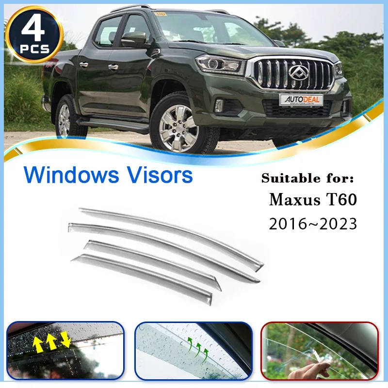 Car Window Visor For LDV Maxus T60 Tornado 70 Pro D20 2016~2024 Long Version Wind Rain Visors Deflector Shading Auto Accessories