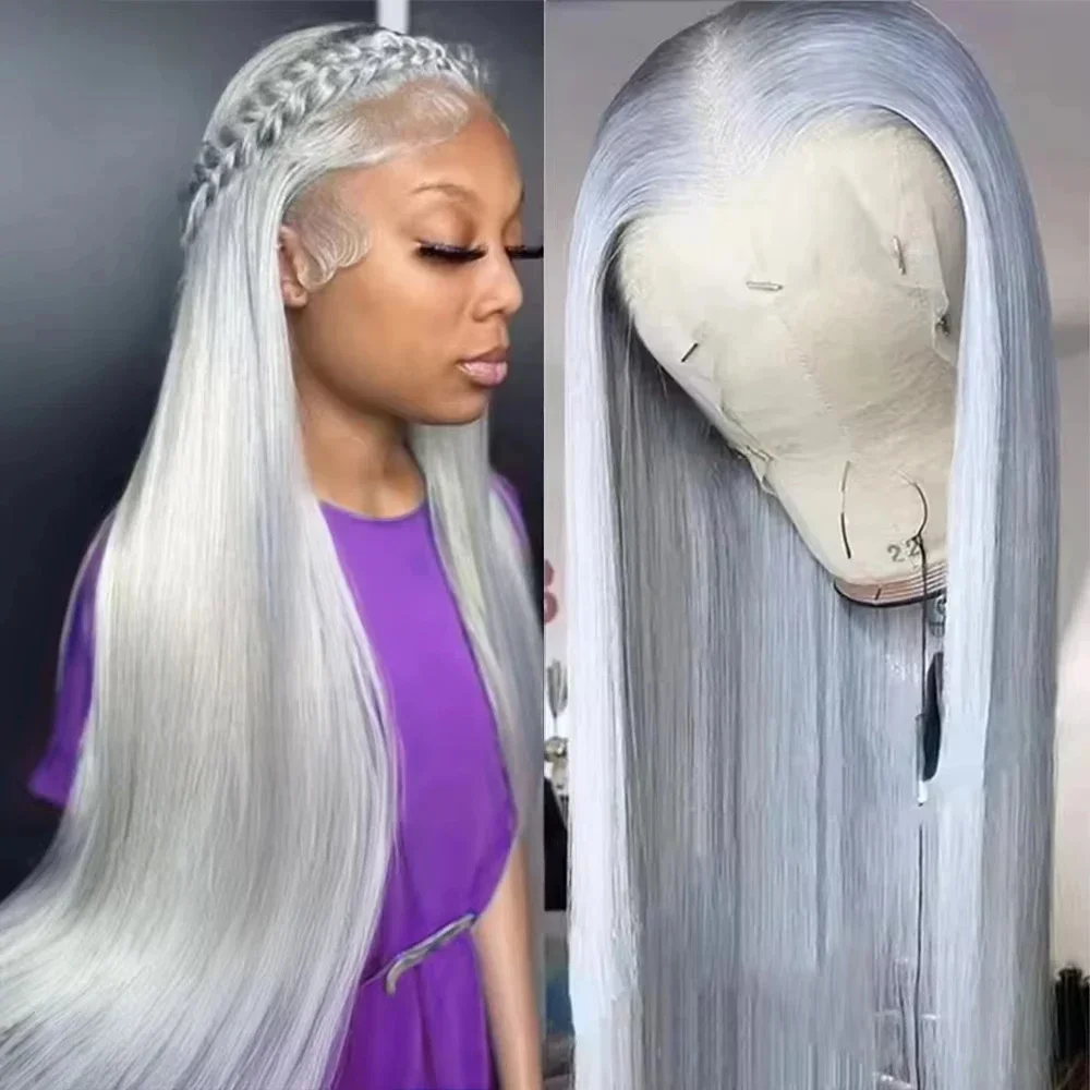 

Серебристо-серый парик из натуральных волос 13x4 с прозрачной HD-сеткой, цвет 613 блонд, для женщин, предварительно выщипанный, без клея