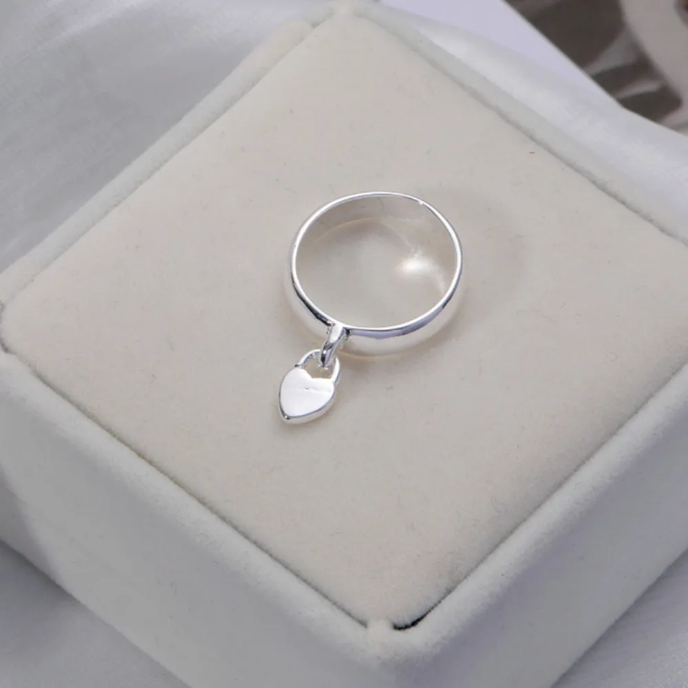 Anillo de Plata de Ley 925 con cierre de corazón para parejas, joyería romántica con cierre de corazón, de moda urbana, de 6/7/8/9/10