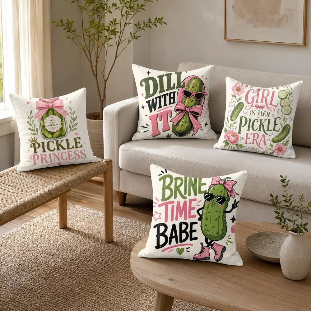 Funny Cabbage Princess Cushion Cover Organic Linen Throw Pillow Cover - Double-Sided Print Breathable Cushion Case Home Decor