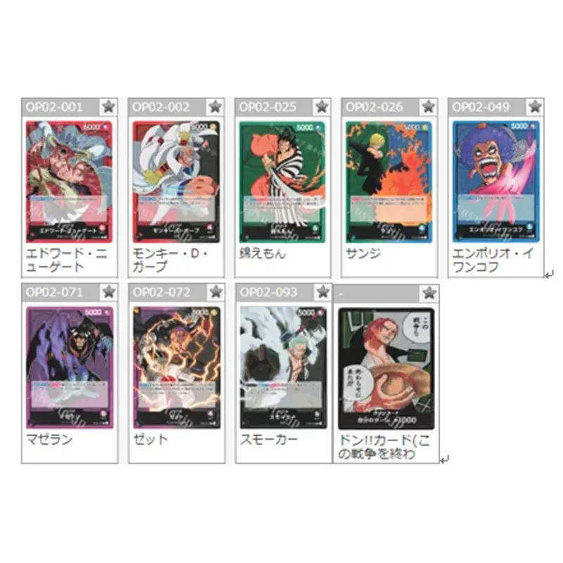 

ONE PIECE Japanese Tcg OP02 Top Battle Kin'emon Sanji Collectible Rare Character Cards