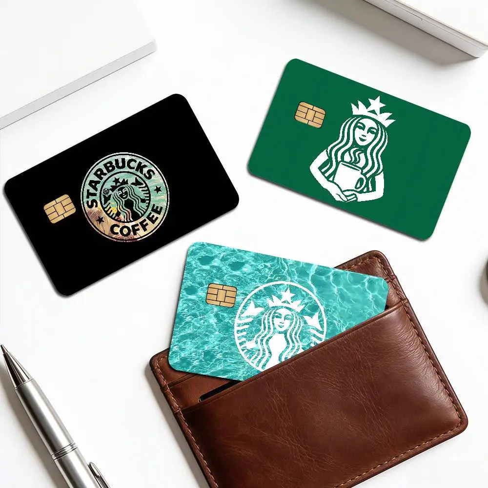 Adesivo de Cartão de Crédito/Débito DIY com LOGO Starbucks, Adesivo Decorativo para Festas, Adesivo à Prova d'Água para Cartão com Chip Pequeno