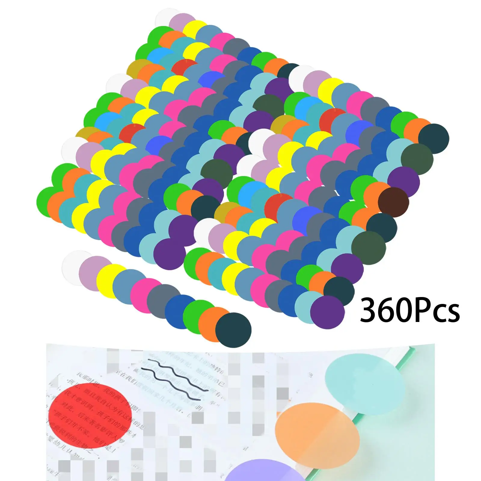 360x Index Sticker Round School Stationery Circular Note Sticky Notes Paper Memo Pad for Magazines files Diaries Folders Journal