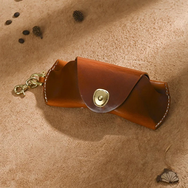 

Genuine Cow Leather Glasses Bag Vintage Sunglasses Case Eyewear Accessories Organizer Protect Boxes Hasp Portable Eyeglass Cover
