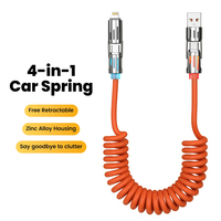 PD 65W 4-in-1 USB 3.0 Type C To USB C Lightning Mobile Phone Fast Charging Cable with RGB Light For iPhone15 16 Samsung Huawei