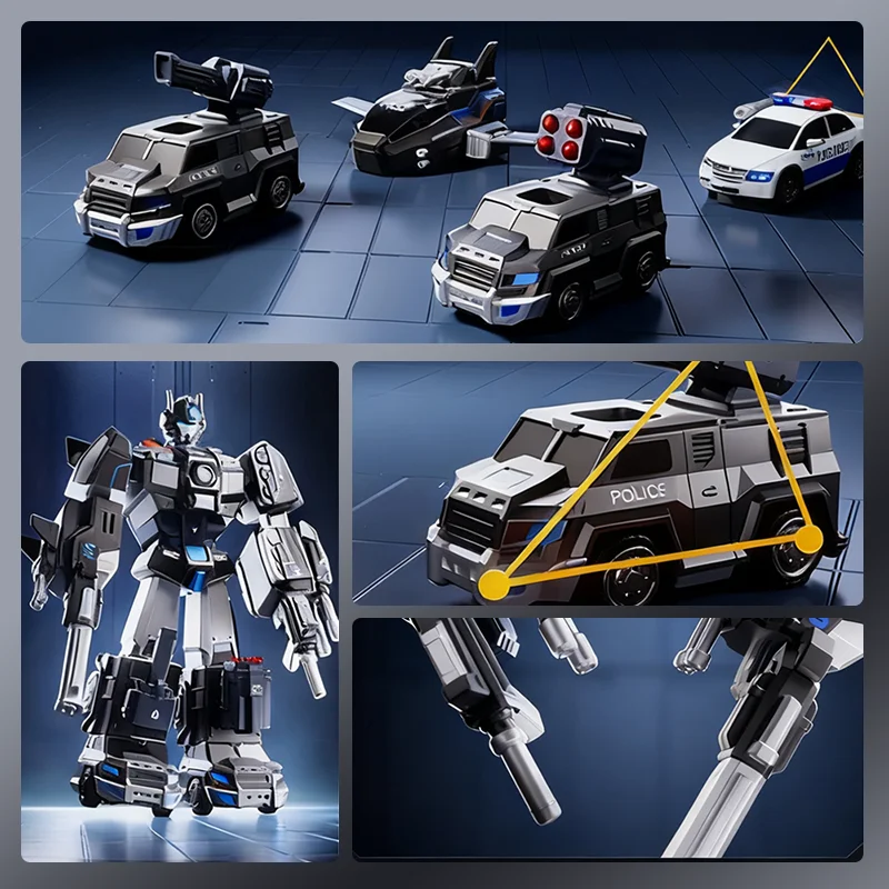 9 في 1 لعبة سيارة وروبوت متحولة مغناطيسية للأطفال، لعبة تجميع السيارة المغناطيسية للأولاد، لعبة تجميع الكتلة، روبوت تشوه #4