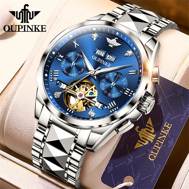OUPINKE 3186 Men's Skeleton Mechanical Watch