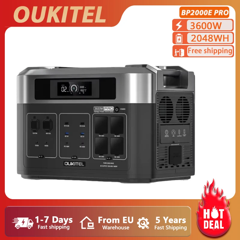 OUKITEL BP2000E PRO 3600W puissance Portable 2048Wh Lifepo4 batterie Station générateur solaire sauvegarde à domicile Camping en plein air puissance Mobile