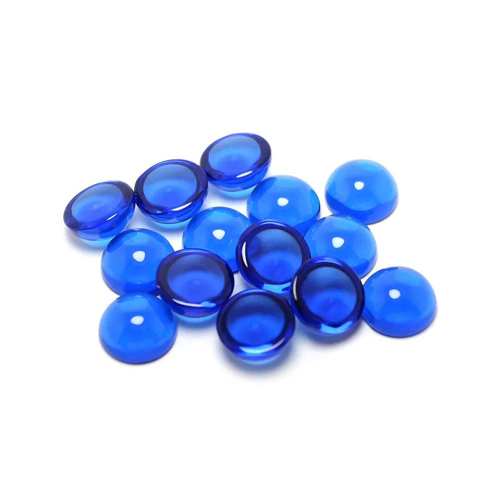 20pcs Blue Transparent Glazed Stone,Cabochon 12mm Round Polished Flat Back Stone,Jewelry Necklace Making,Accessories For Earring