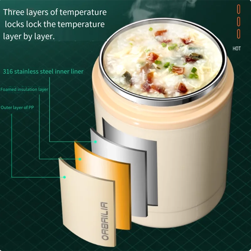 304 الفولاذ المقاوم للصدأ درجة حرارة ثابتة كوب الإفطار المكونات في معزول إناء عميق خارج وخارج المحمولة معزول غلاية 600 مللي #1