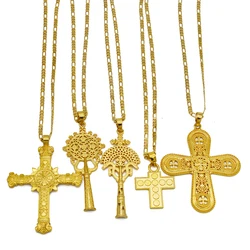 Anniyo Ethiopian Cross Pendant Chain Necklaces Women African Wedding Party Eritrean Jewelry