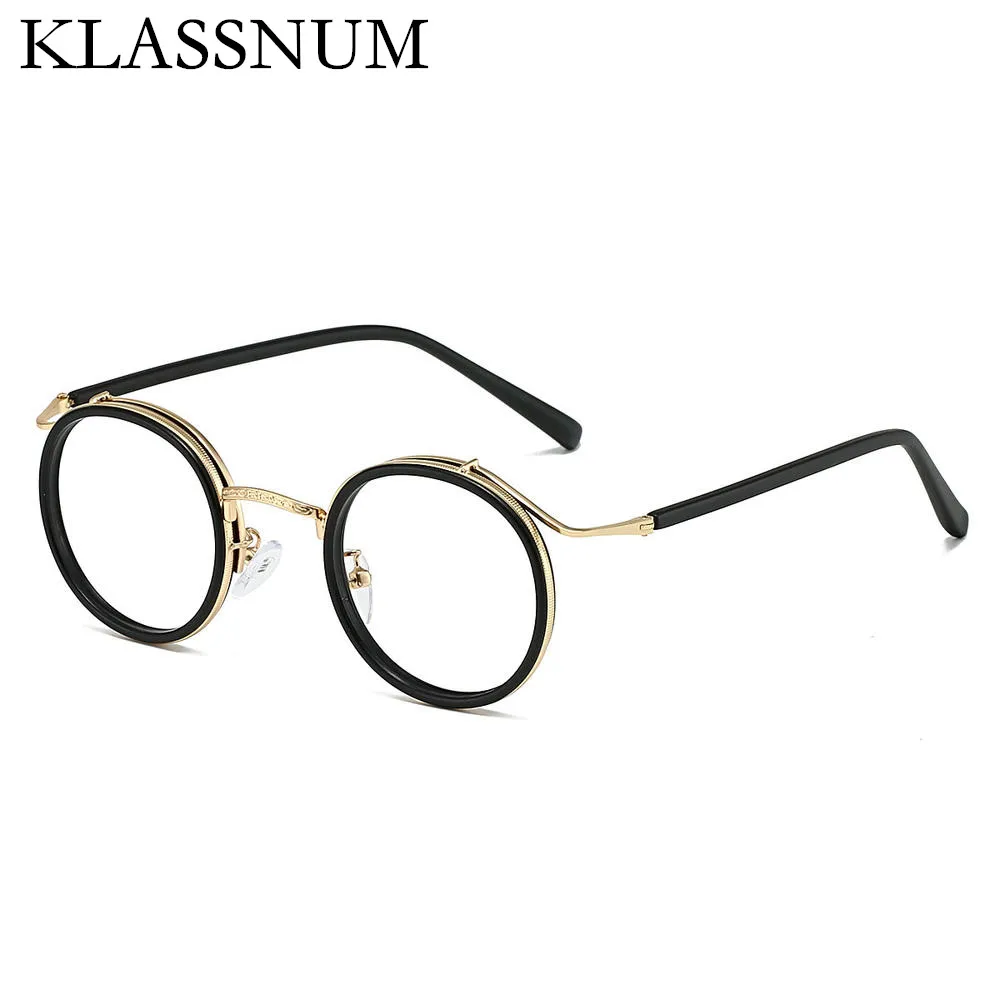 

KLASSNUM Retro Round Frame Glasses for Men Women Brand Design Luxury Titanium Alloy Glasses Ultralight Anti Blue Light Eyeglass