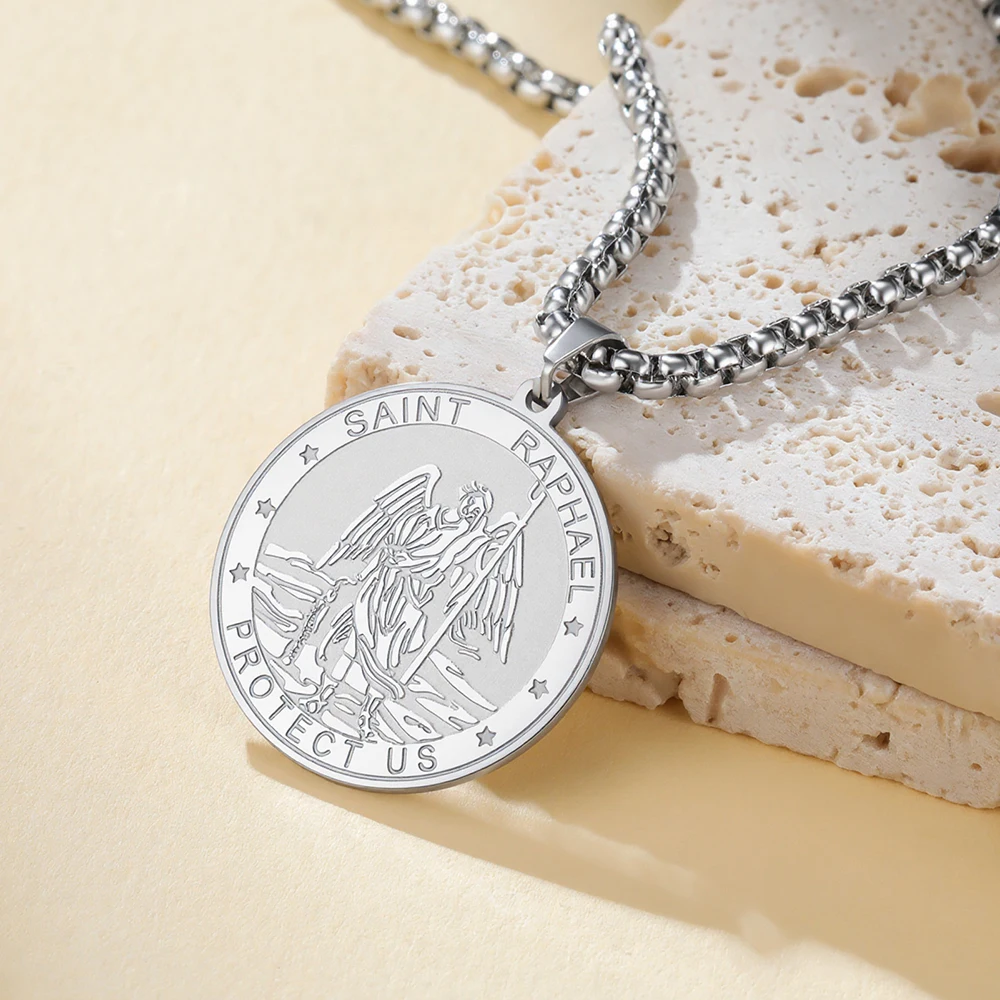 Dawapara Erzengel Raphael Gebetskette Heilung Wächter Anhänger Schutzpatron Katholischer Schmuck Edelstahl – Detail 15