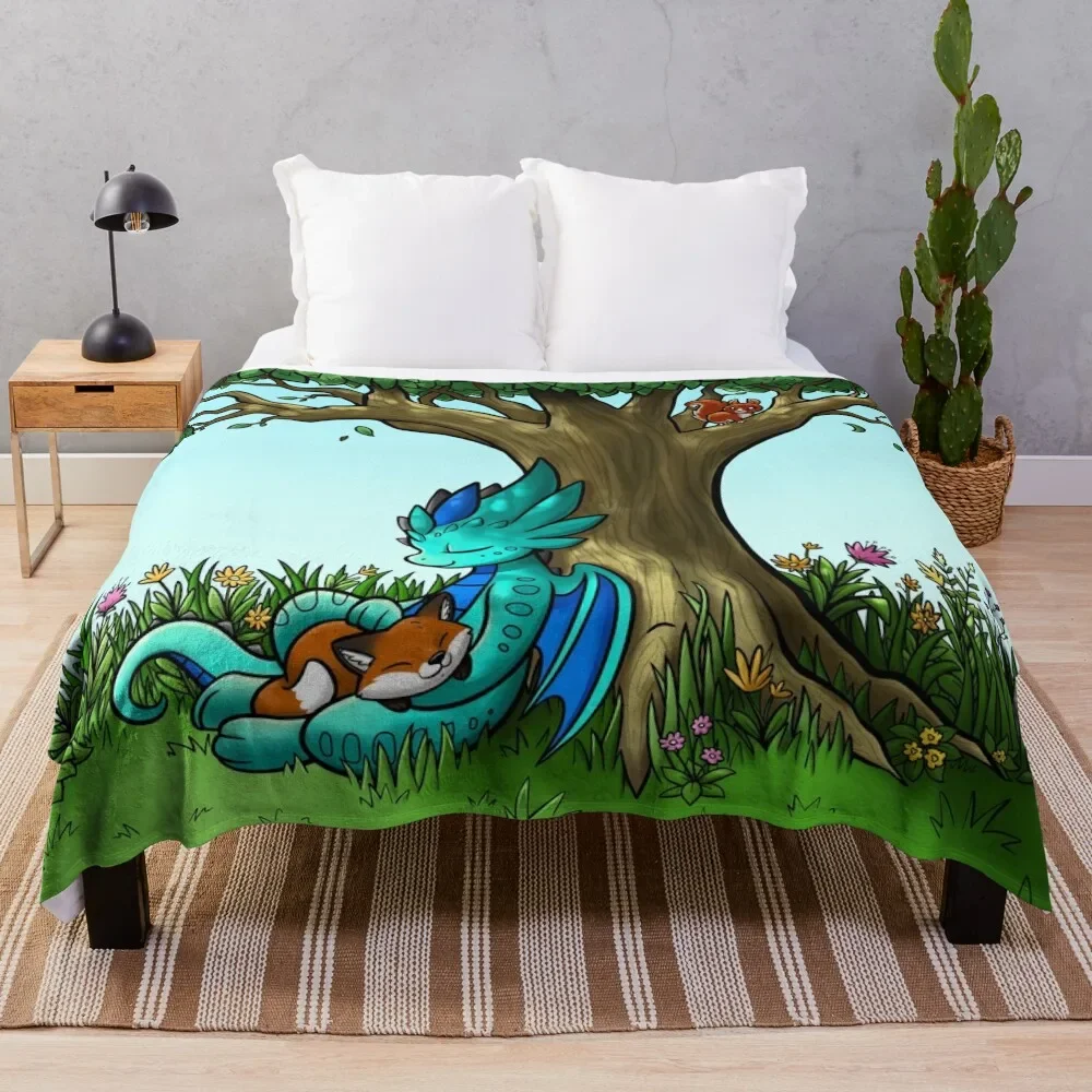 

Kit & Biscuit 'Under a Tree' Throw Blanket Polar Luxury Decorative Beds cosplay anime Blankets