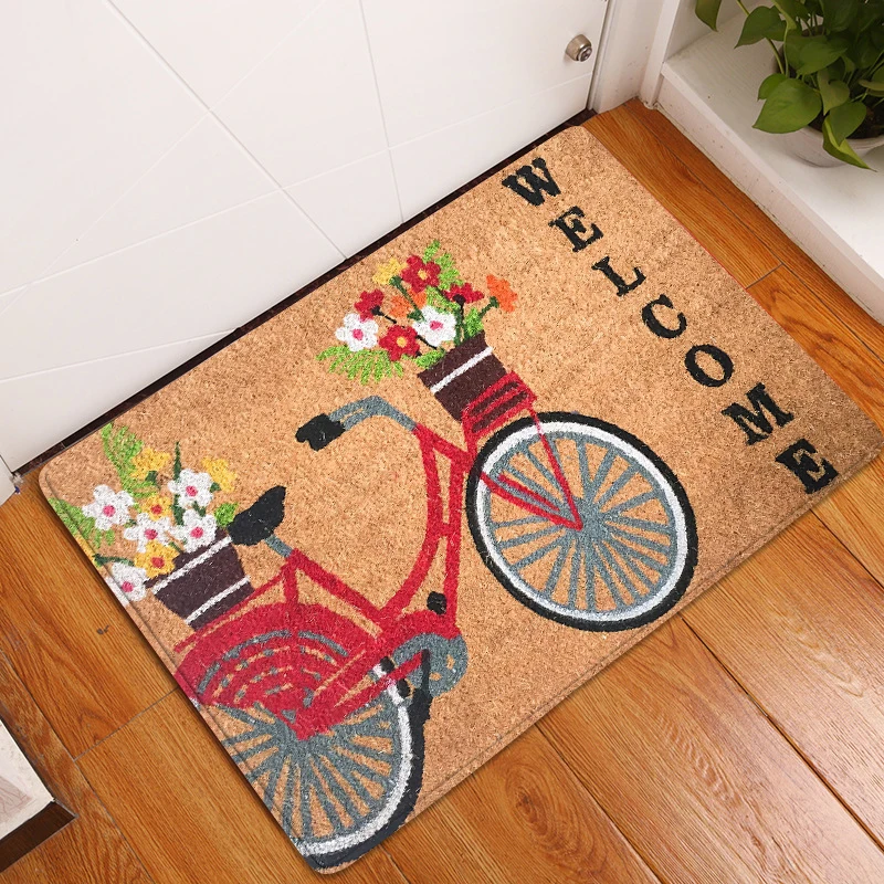 Door Mat Entrance Mat Welcome Flowers Patten Non-slip Doormat front doormats outdoor decor indoor funny floor mats  bath rug