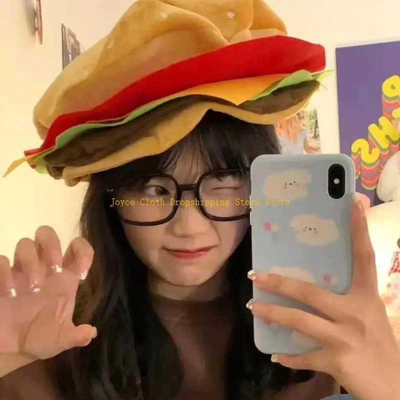 الجدة الجبن على شكل قبعة لطيف مضحك البرغر القبعات لحفلة عيد الميلاد 10CD #3