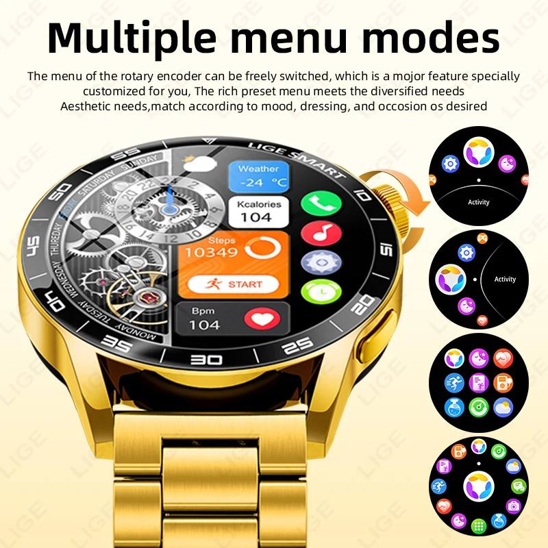 LIGE montre intelligente de luxe pour homme femmes BT appel montres pour hommes IP68 étanche sport Fitness moniteur de santé hommes Smartwatch femme