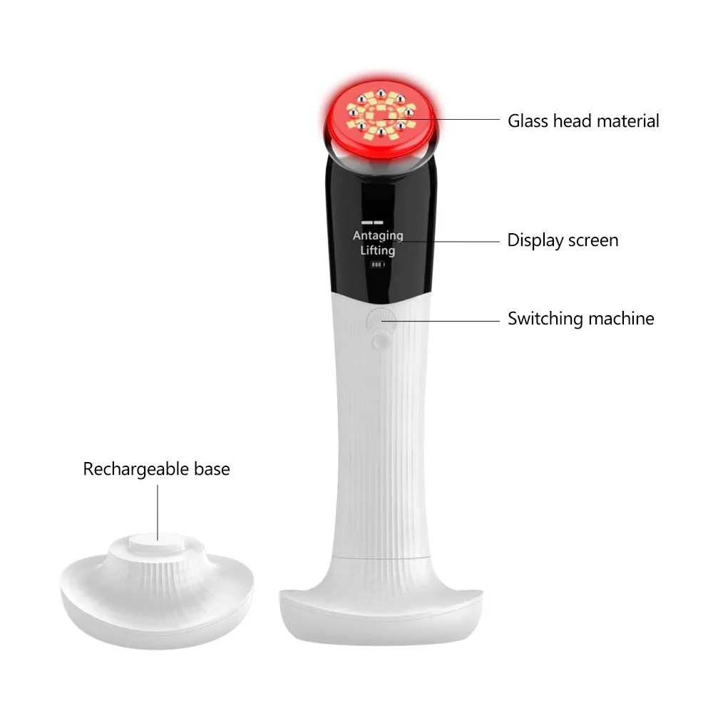 Beauty Face Lifting Photon Therapy รักษาสิวต่อต้านริ้วรอย EMS Microcurrent กระชับผิวอุปกรณ์ทําความร้อนอินฟราเรด