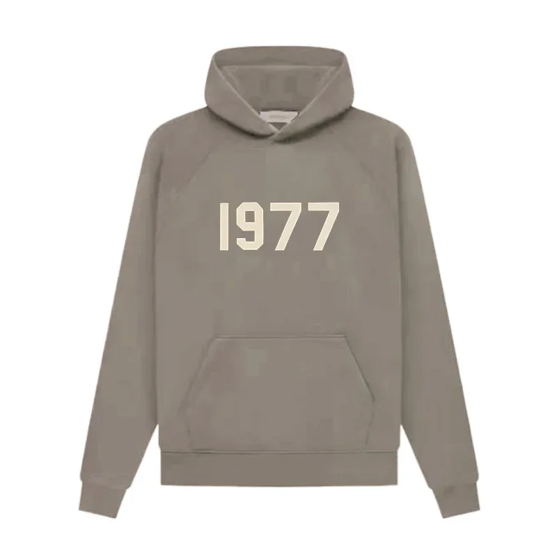 1977 Fleece Hooded Sweater American High Street Men\'s Sports Hoodie INS European and American Style