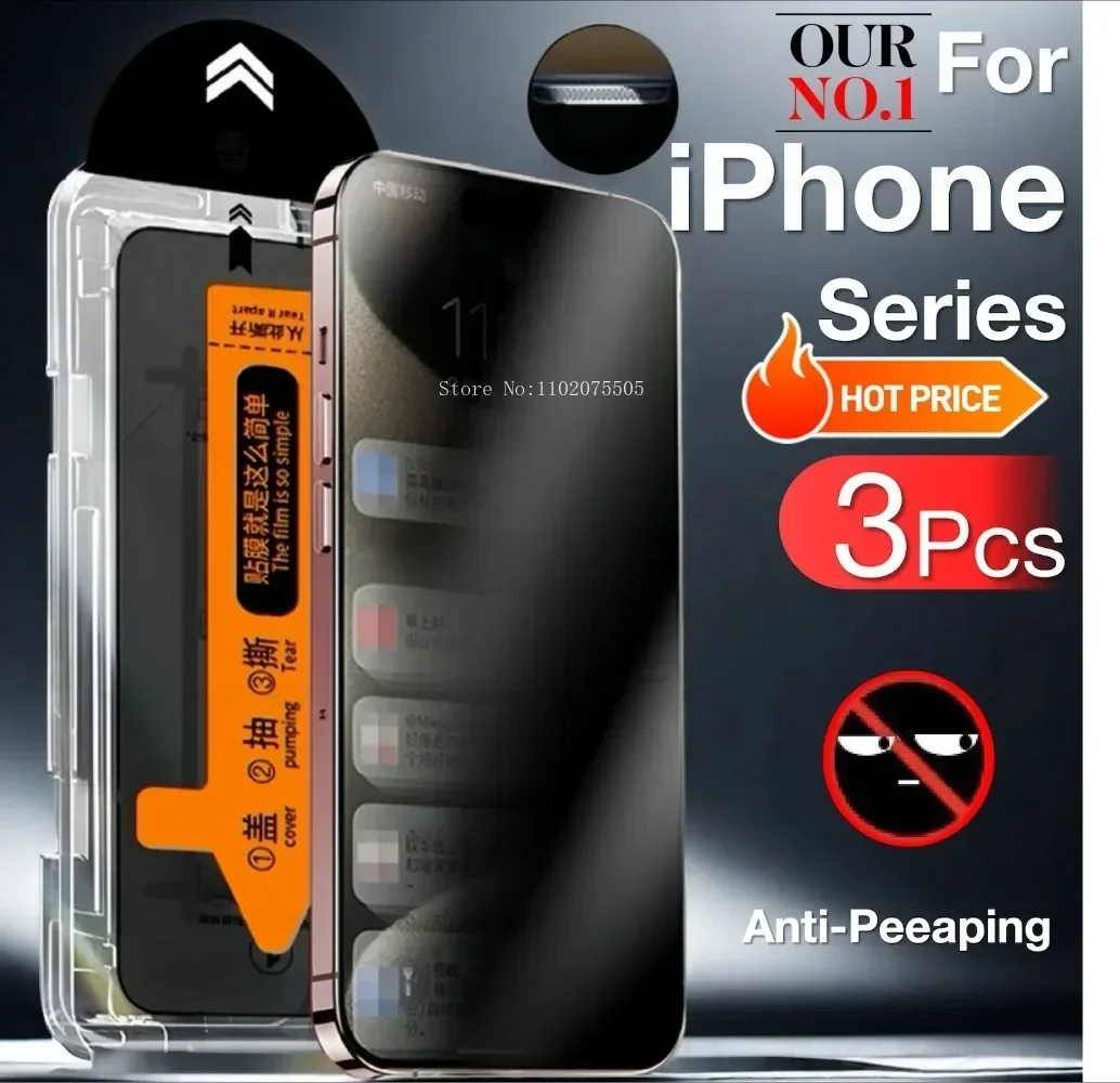 3 Stück Anti-Spy-Hartglasfolie für iPhone 17 16 15 Pro Max 16E 17 Air Screen Protector für iPhone 14 13 12 11 Pro 14 15 Plus