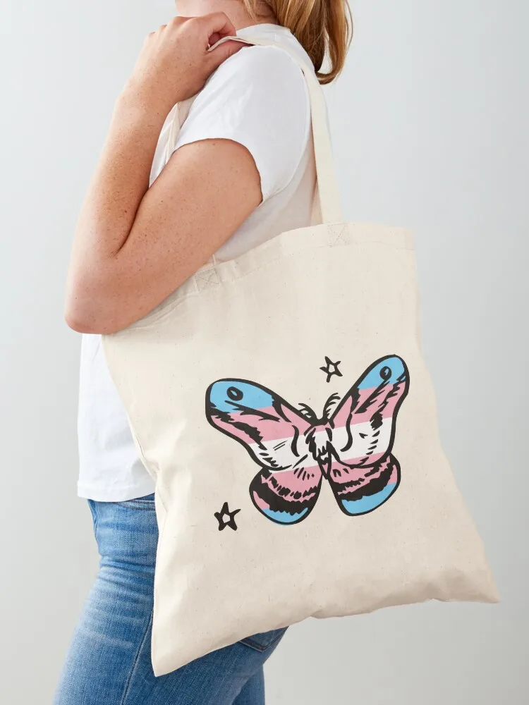 trans flag polyphemus moth! Tote Bag Canvas woman shopping bag Canvas Tote Bag