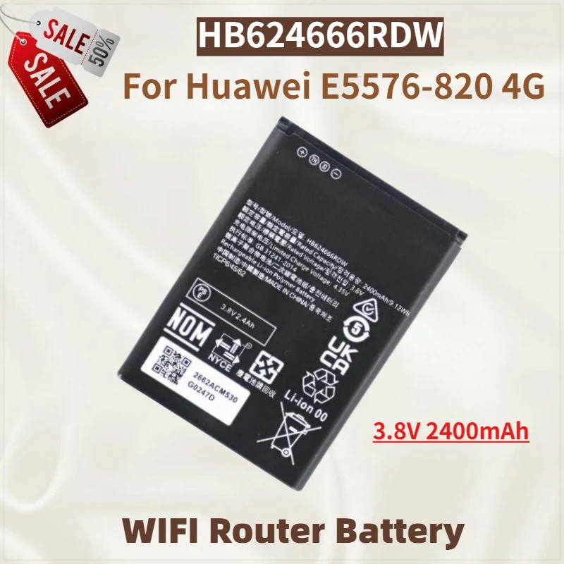 

High Quality HB624666RDW Battery 3.8V 2400mAh For Huawei E5576-820 E5586 4G LTE WIFI Router Brand New Replacement Battery