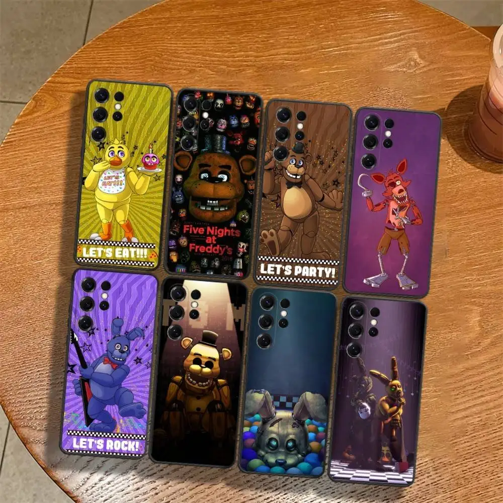 FNAF F-Five N-Nights at-Freddys Phone Case For Samsung S22,S24,S20,S25,S23,S30,S21,Ultra,Plus,Fe,Black Soft Case