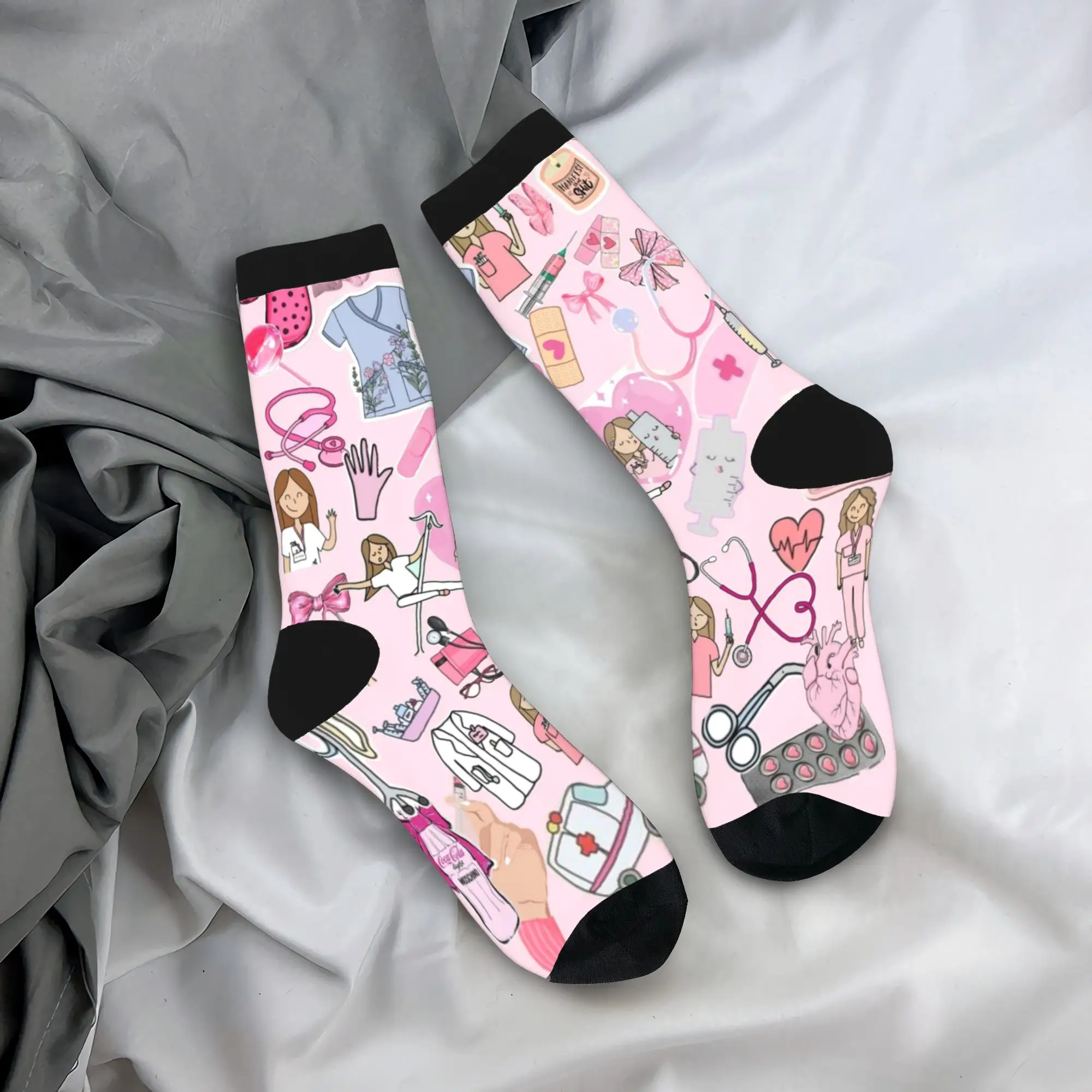 

Enfermera En Apuros Pink Nurse Socks Non Skid Stockings Couple Soft Running Sports Socks Autumn Fashion Printed Socks