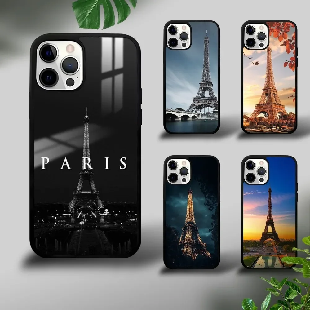 Clássico paris torre eiffel preto caso de telefone para iphone 16 15 14 13 12 11 pro xs max mini plus celulares capa dura