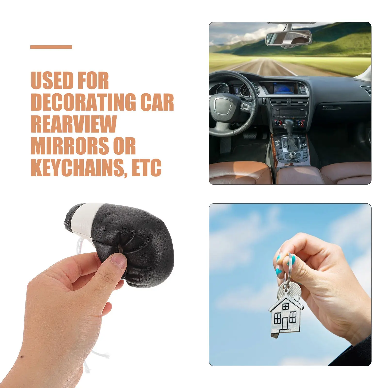 4Pcs Mini Punching Gloves Keychain Portable Lightweight PVC Cotton Boxing Pendant for Rearview Mirror Car Charm Party Favor