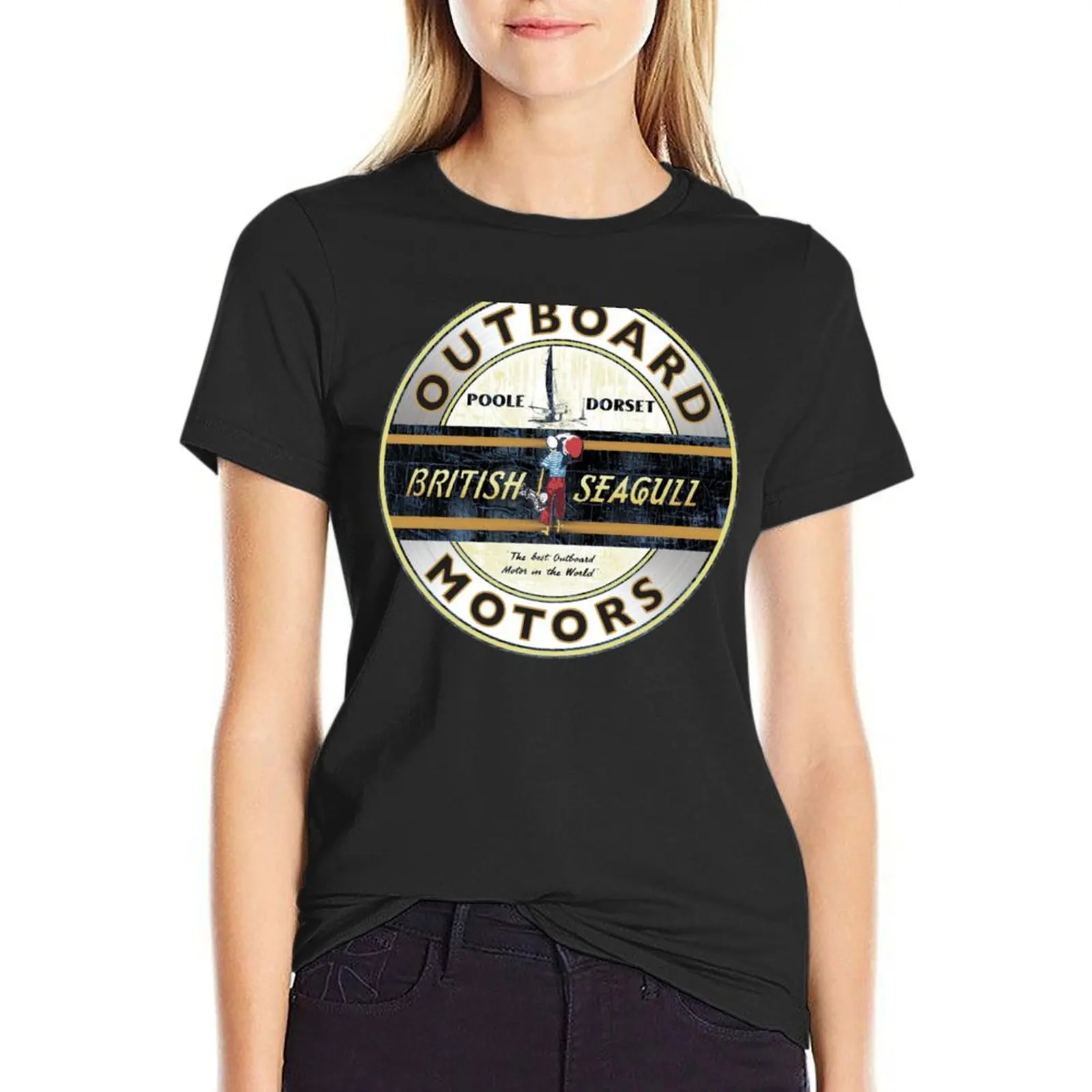 British Seagull outboard Motors UK Classic T-Shirt Blouse tops vintage clothes t shirts for Womens