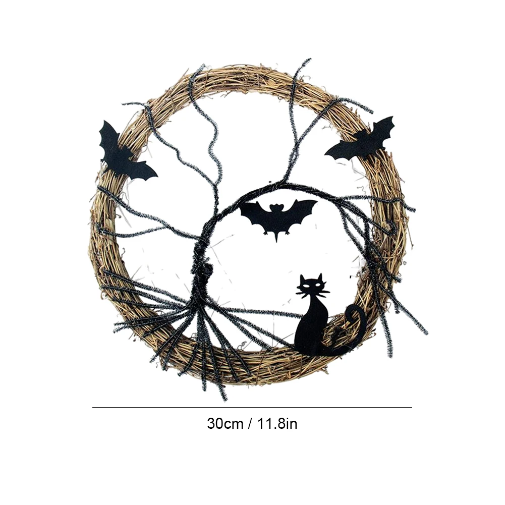 Grinalda de gato morcego preto com corda grinalda de halloween a pilhas decoração de suspensão de halloween melhores presentes decorações de parede