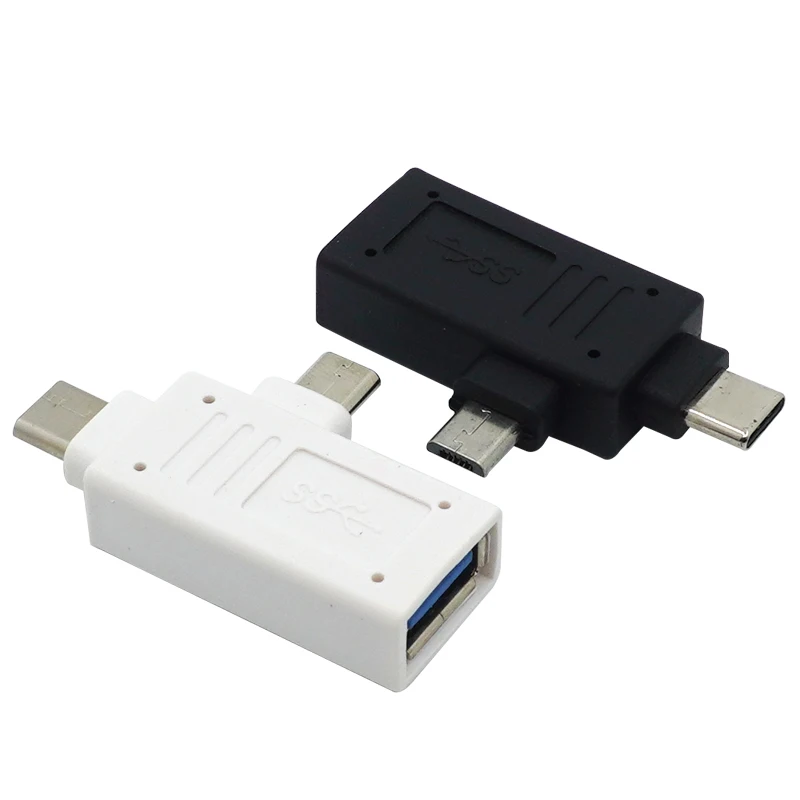 

USB Female to Type-C + Micro USB Adapter Connector Converter for charging data transfer flash drives