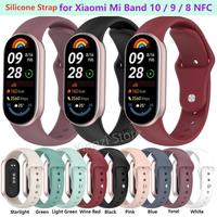 Soft Silicone Strap for Xiaomi Mi Band 10 9 8 Smart Watch Bracelet Replacement for Mi Band10 9 8 NFC WristBand Accessories