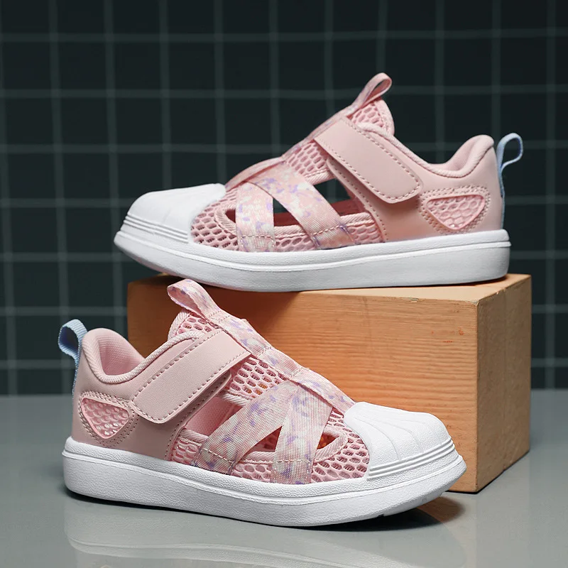 Summer Boys Sandals Non-slip Kids Shoes Hollowed out mesh Lightweight Sandalas Fashion Sports Shoes Girls Breathable Sneakers