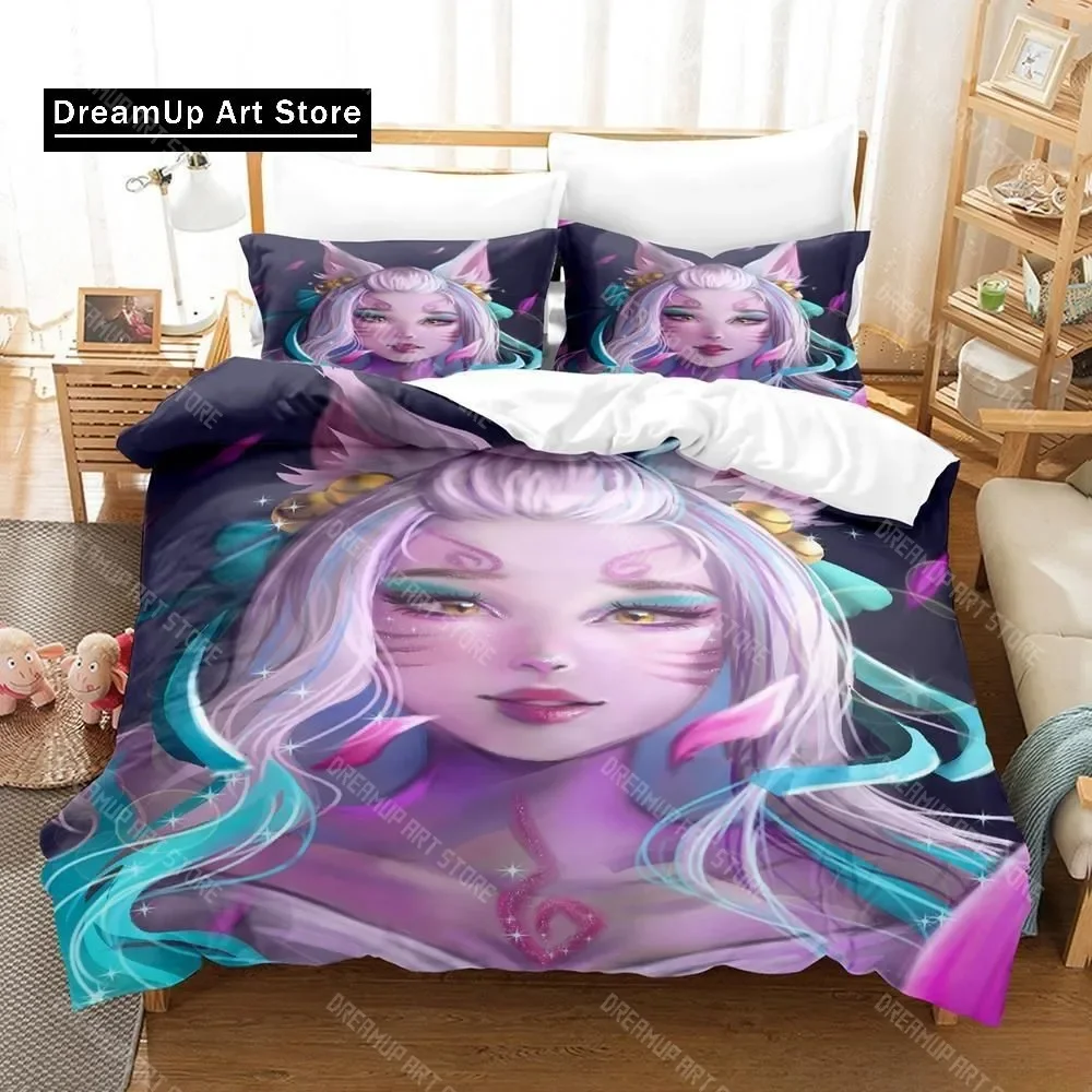 League of Legends Spirit Blossom Ahri Bedding Set Single Twin Full Queen King Size Bed Set Adult Kid Bedroom Duvet cover Sets