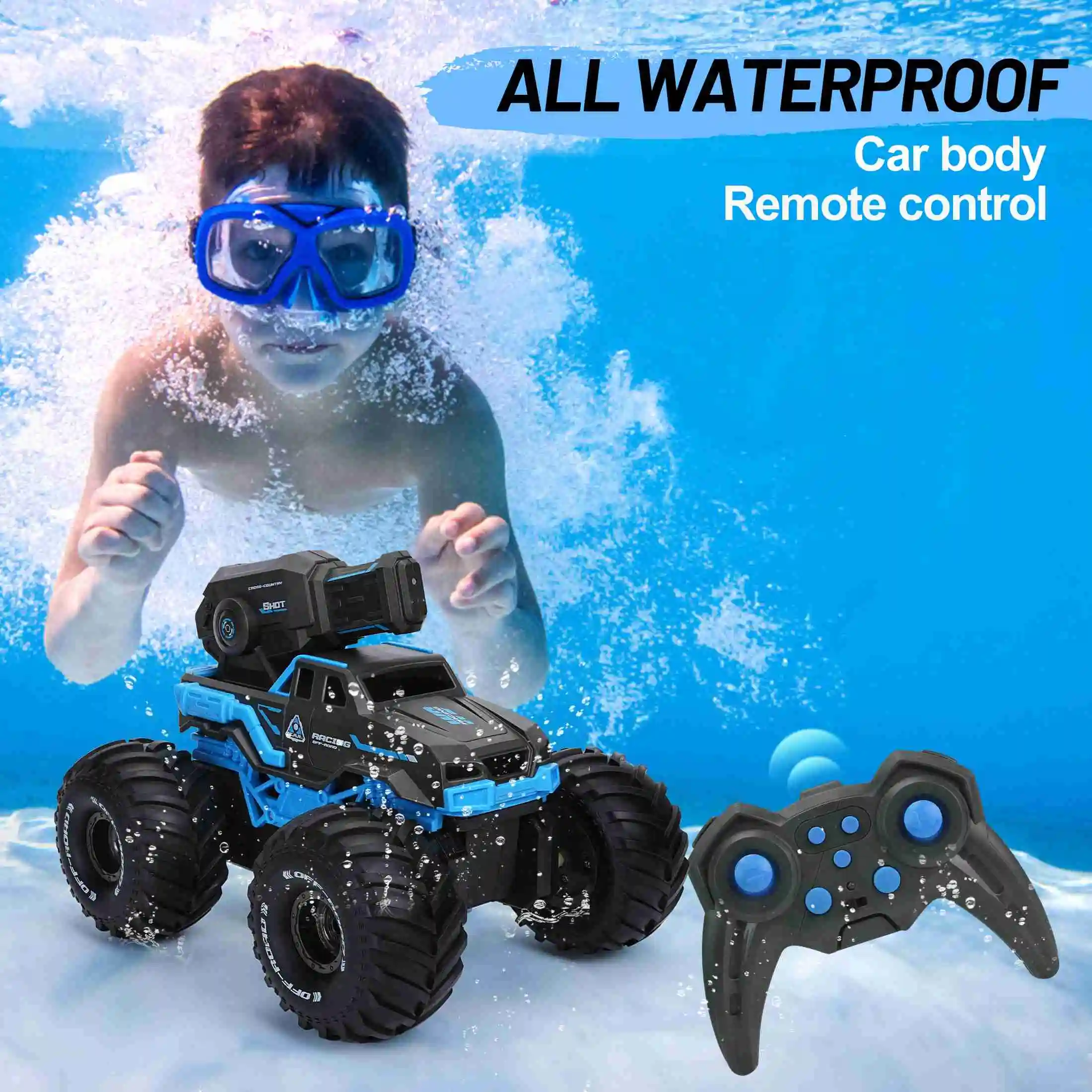 

Радиоуправляемая лодка-амфибия с распылителем воды, игрушка 1:16, 4-колесный привод, грузовик с дистанционным управлением и 2 батареями для мальчиков и девочек