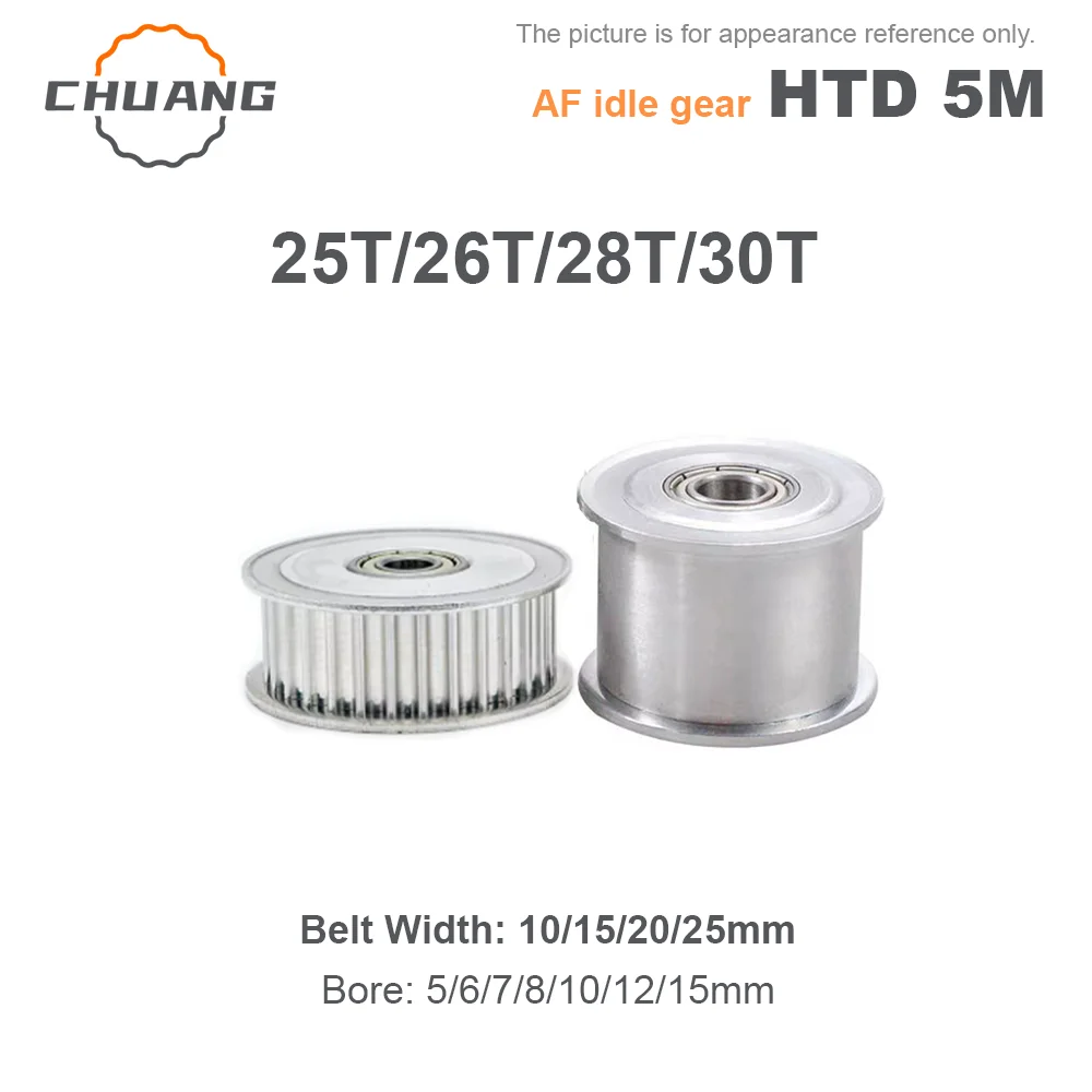 

HTD 5M Idler Timing Pulley 5M 25T/26T/28T/30eeth 5M 25Teeth 26teeth 28teeth 30teeth Bearing Guide Idler 5M HTD5M Pulley