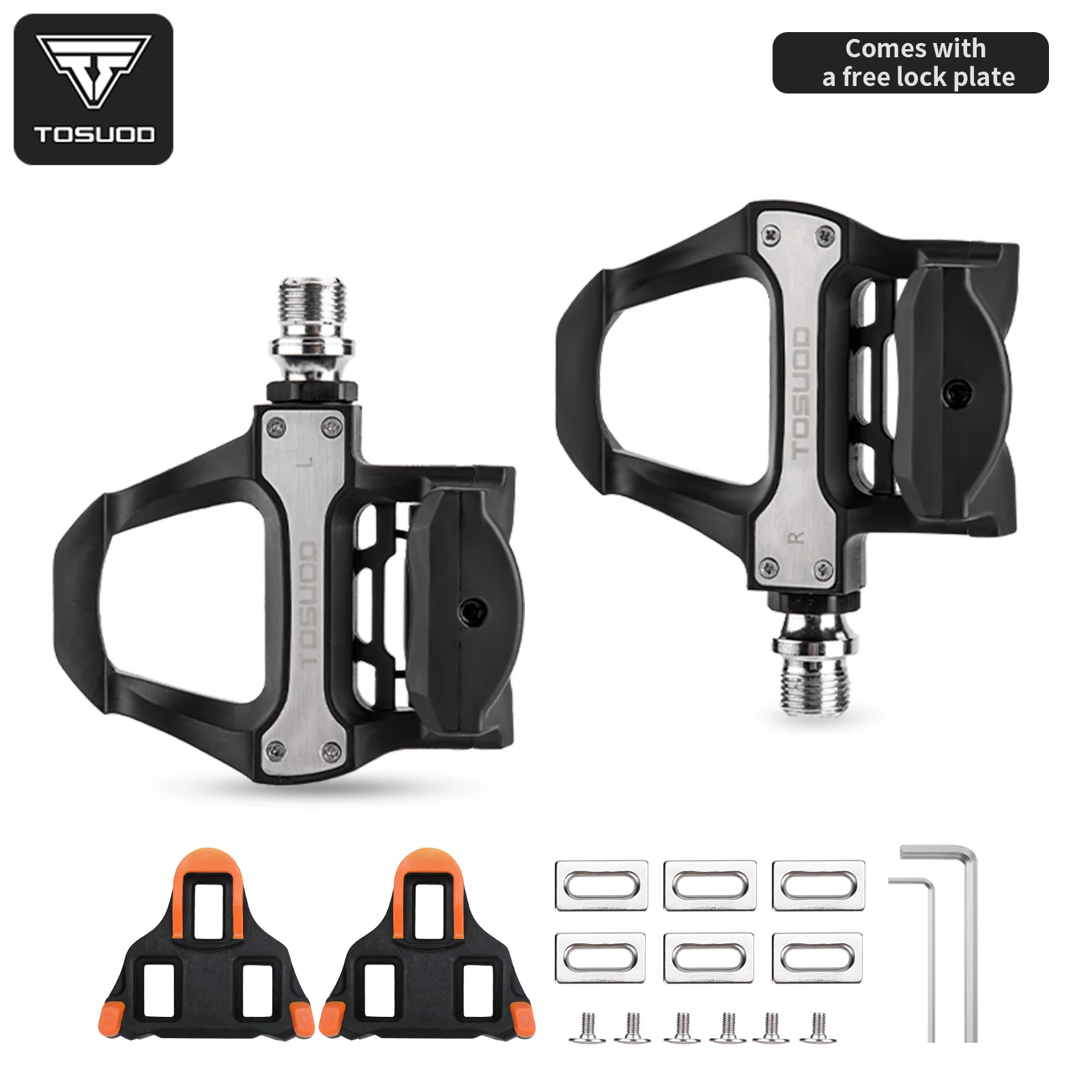 

Велосипедные педали TOSUOD SPD-SL, фиксируемые педали, безклипсовая педаль для велоспорта, гоночные, 1 пара, профессиональные велосипедные педали для шоссейного велосипеда