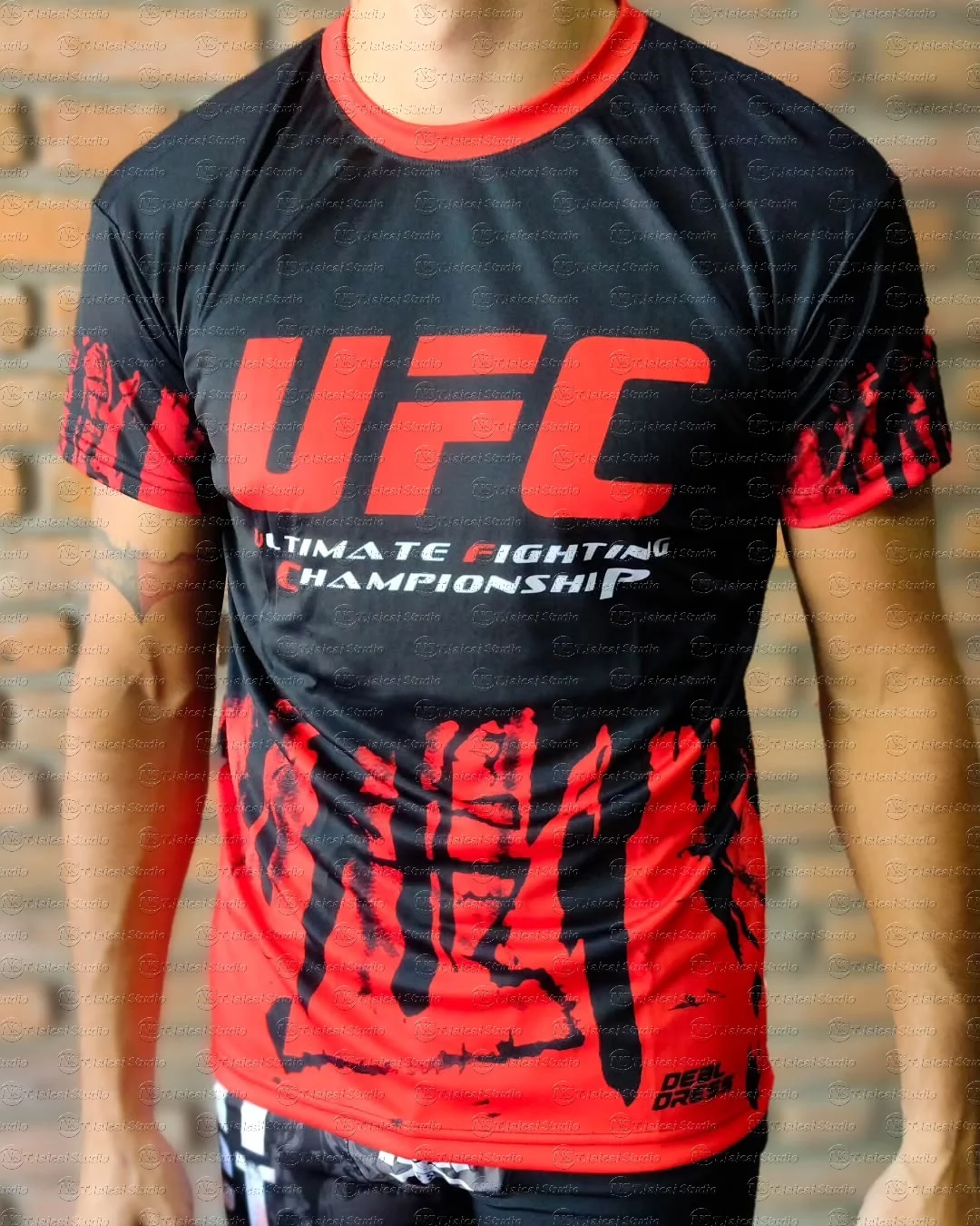 تي شيرت UFC متدرج سريع الجفاف للرجال بأكمام قصيرة، قميص رياضي للياقة البدنية للجري في الهواء الطلق وتدريبات الملاكمة #1