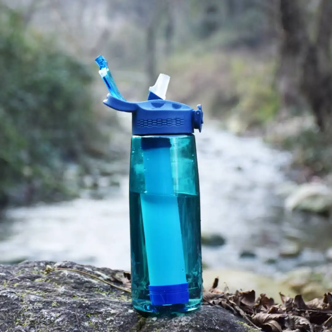 

portable personal water filter bottle for hiking camping