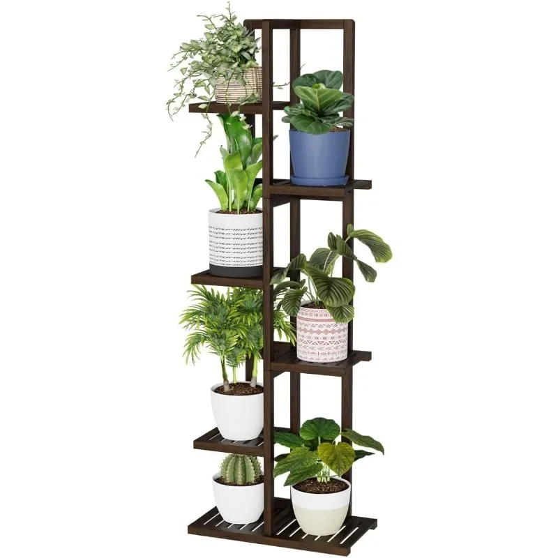 Tall Plant Stands, Indoor and Outdoor Bamboo Plant Stands, 6-story 7 Potted Plant Stands for A Variety of Plants and POTS Corner