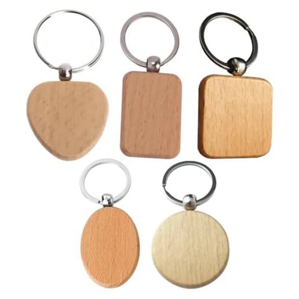 Blank Wooden Key Chain - Mixed Shapes Unfinished Wooden Key Tags Unfinished Wood Keychain - for DIY Gifts Engrave CAU30ts