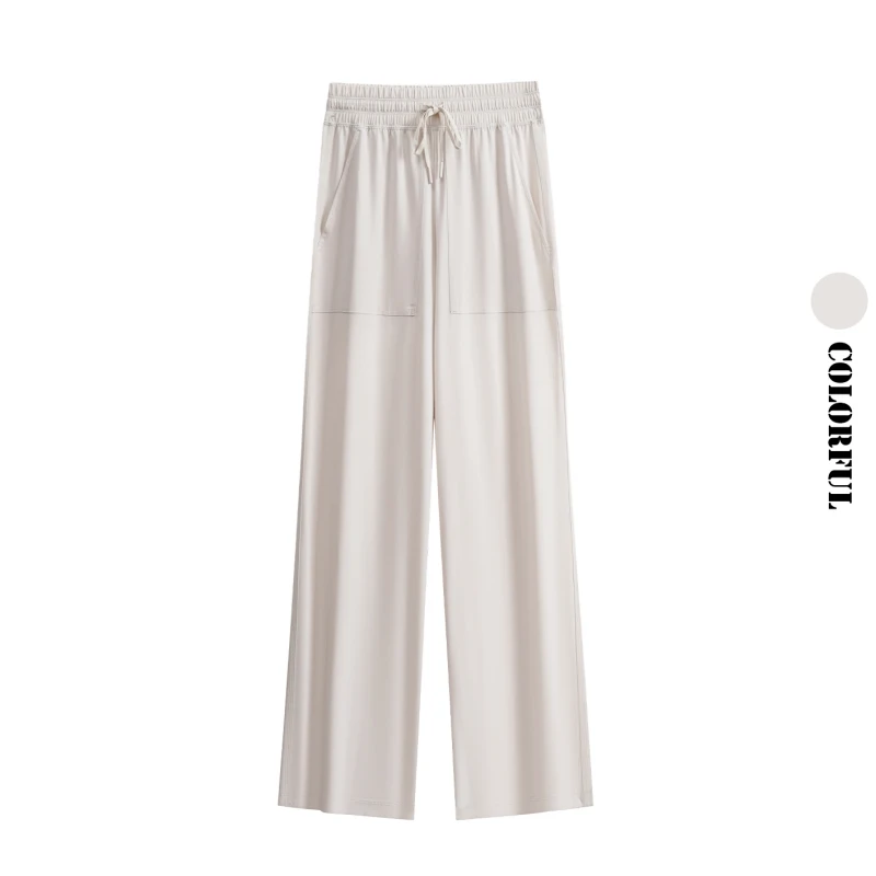 DRUR Running Pants for Women and Wide Leg Trousers with Pockets Ladies High Waisted Stretch Work Gym Joggers Loose Lounge Pants