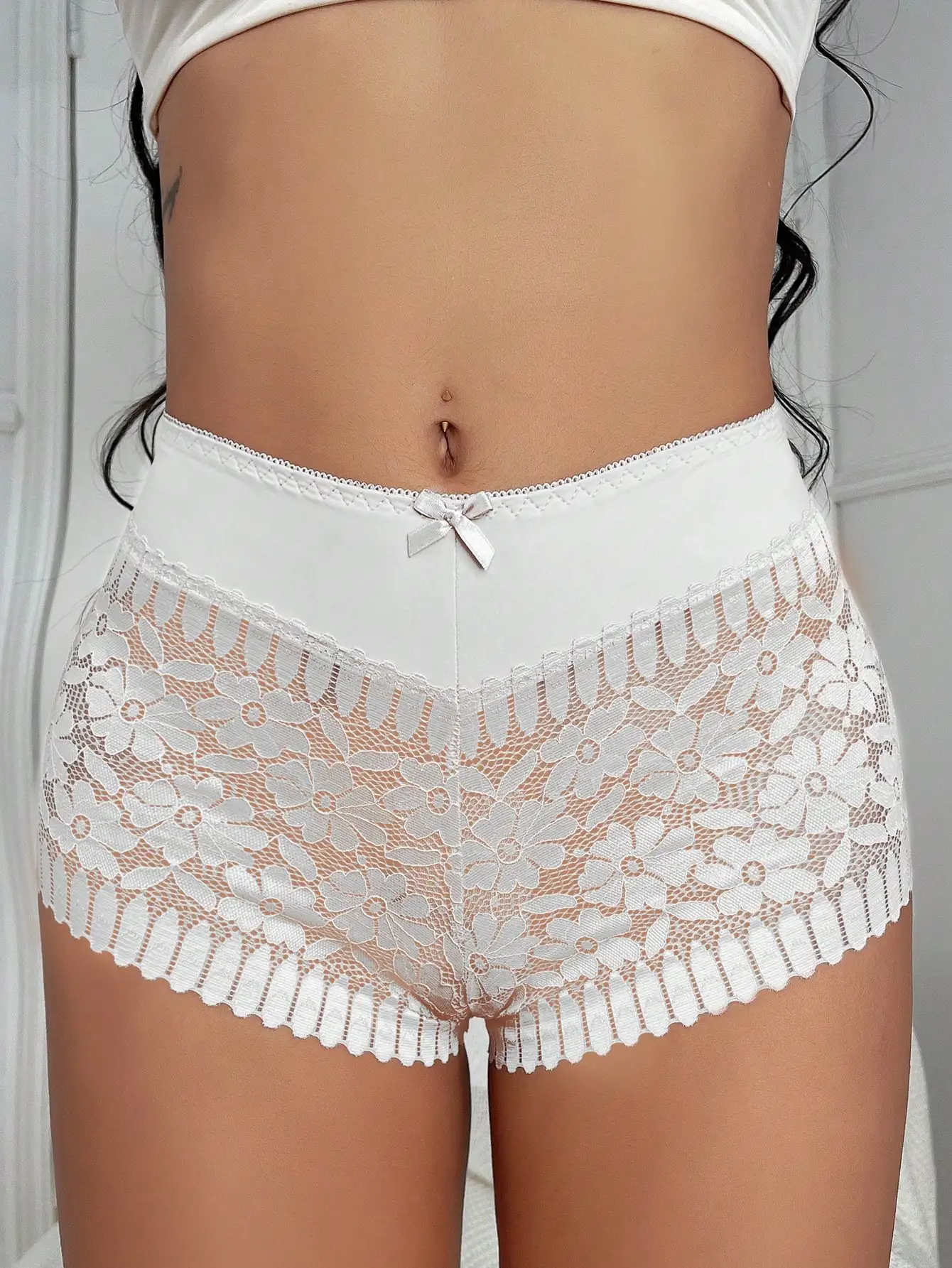 Sexy Lace High Waist Panties  Style Breathable  Underwear Lace  Boyshorts