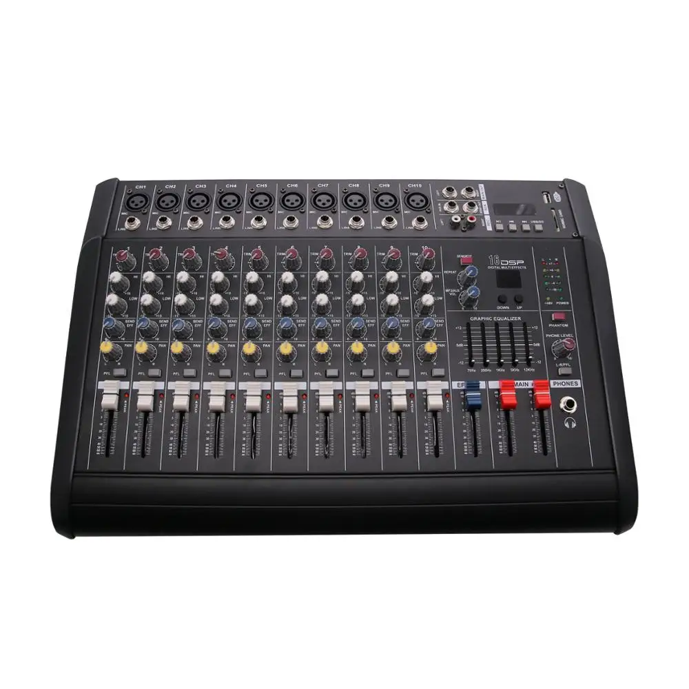 

2000Watts 10 Channel Professional Powered Mixer Power Mixing Amplifier Amp