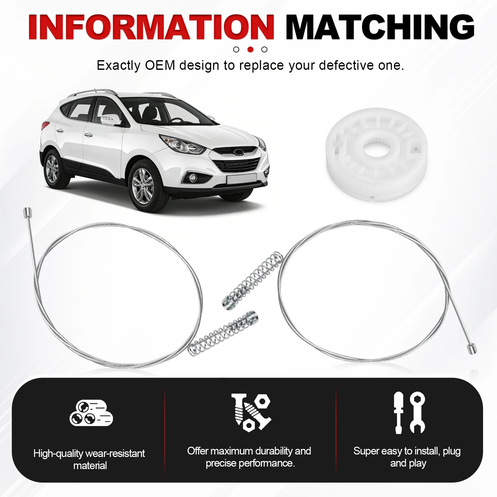 Rear Left/Right Side Window Regulator Repair Kit For Hyundai IX35 MK2 2009-2015 834602S000 83480-2Y040