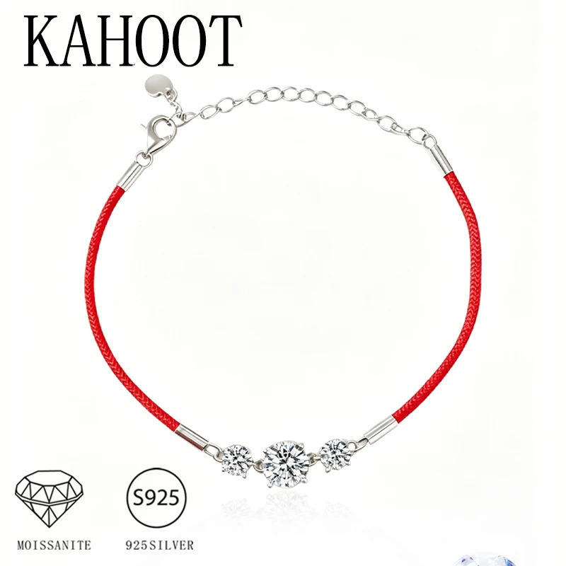 A New 925 Sterling Silver Bracelet with a 1-Carat Moissanite, Featuring a Chinese Style and Trendy Fashion. Simple and Casual.
