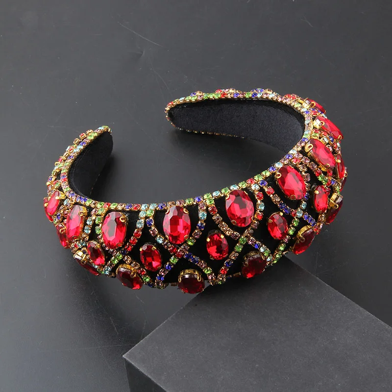 Headwear New Baroque Wide Sponge Set Rhinestone Geometric Hair Hoop Ladies Light Luxury Beautiful Hair Accessories Women 855